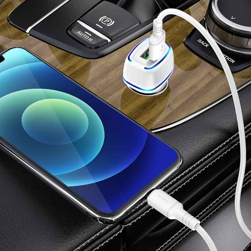 Nabíječka do auta KAKU KSC-528 vč. microUSB datového kabelu Dual 2.8A černá - náhled 3