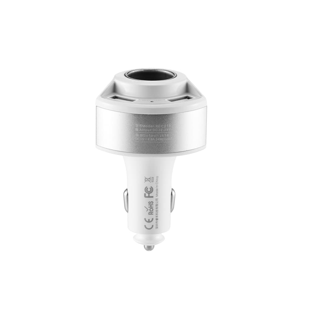 Adaptér do auta REMAX RCC-218 2xUSB-A + zásuvka do zapalovače 24W bílý - náhled 3