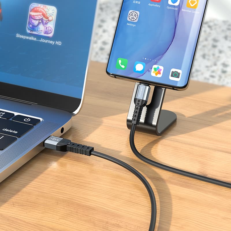 Borofone kabel BX64 Special Silicone - USB na typ C - 3A 1 metr černý - náhled 3