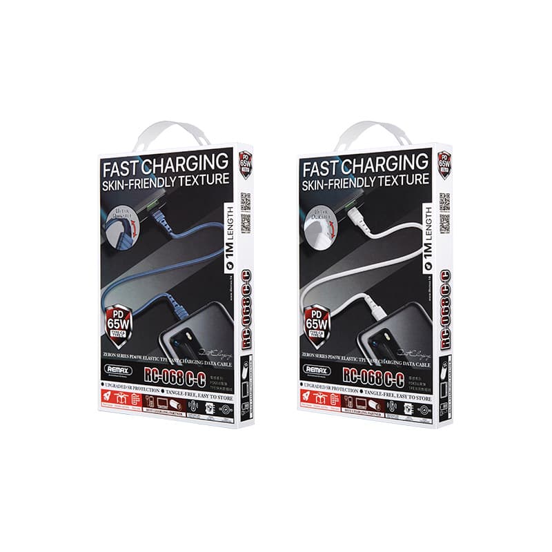 REMAX Kabel Zeron RC-068 - Typ C na typ C - 65W 1 metr modrý - náhled 3