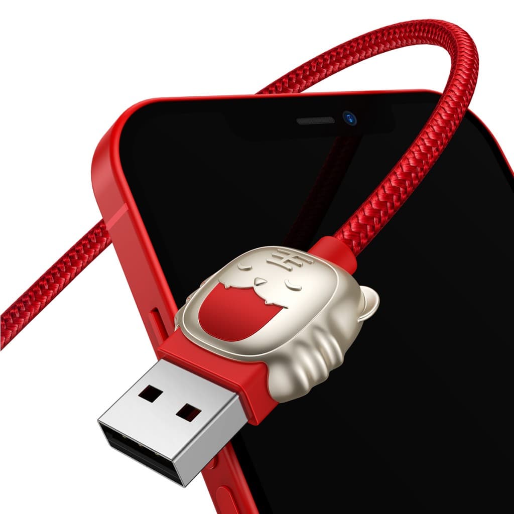 Kabel Baseus Year of the Tiger 3 in 1 - USB na Type C, Lightning, Micro USB - 3,5A 1,2 metru (CASX010009) červený - náhled 3