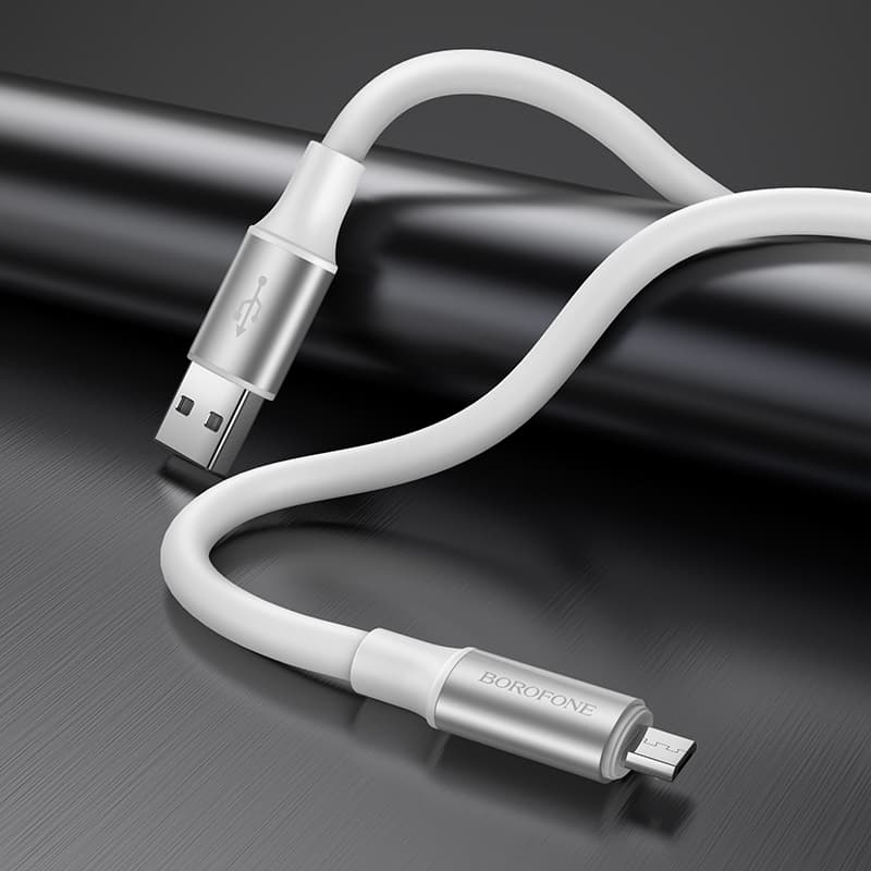 Kabel Borofone BX82 Bountiful - USB na Micro USB - 2,4A 1 metr bílý - náhled 3