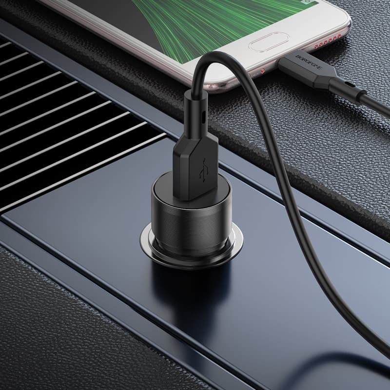 Rychlonabíječka do auta Borofone BZ19A vč. microUSB datového kabelu 18W černá - náhled 3