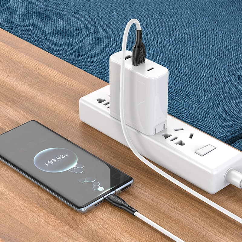 Kabel Borofone BX86 Advantage - USB na typ C - 3A 1 metr bílý - náhled 3