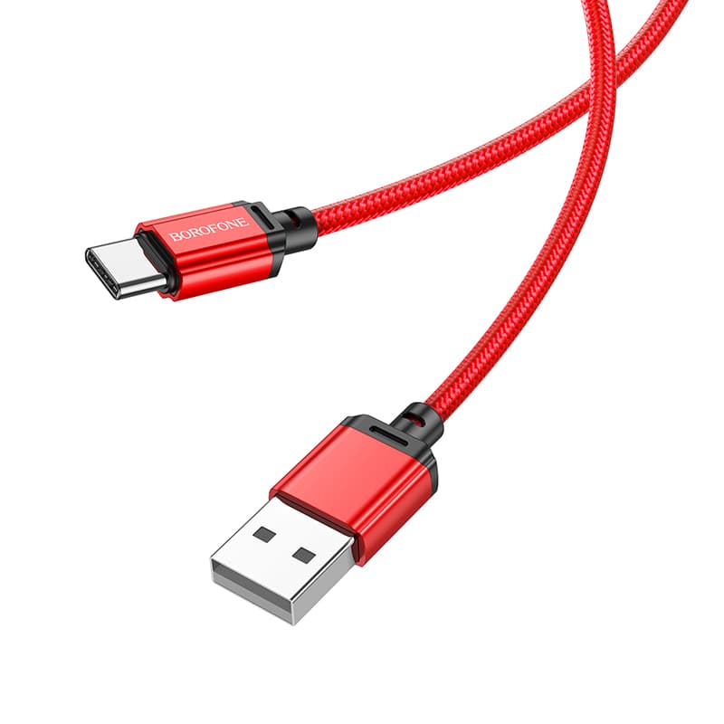 Kabel Borofone BX87 Sharp - USB na typ C - 3A 1 metr červený - náhled 3
