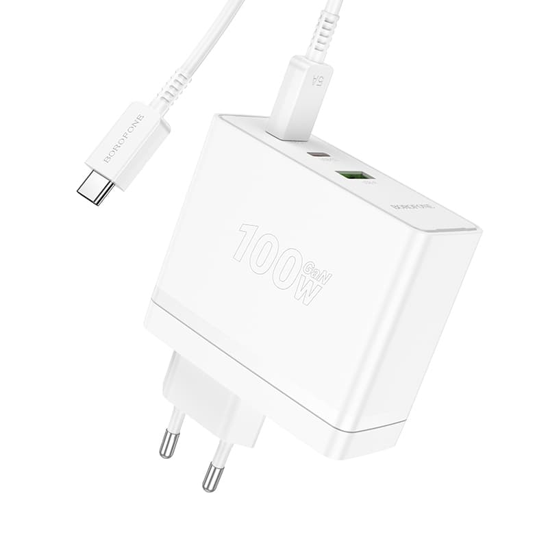 Rychlonabíječka Borofone BN11 včetně USB-C datového kabelu 100W bílá - náhled 3