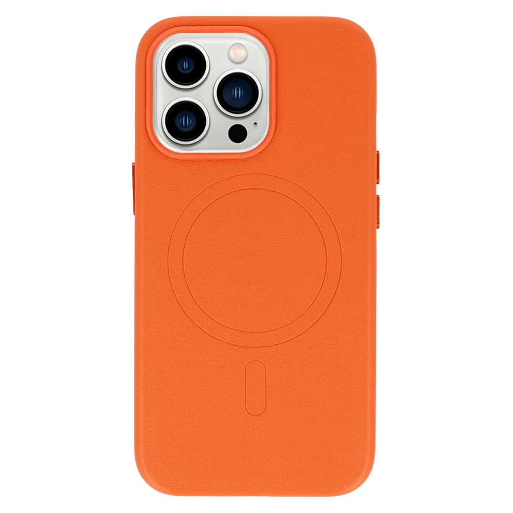 Zadní kryt MagSafe Leather pro Iphone 15 Plus Orange - náhled 3