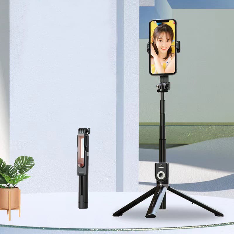 Bluetooth selfie tyč P80 se stativem 1,3m černá - náhled 3