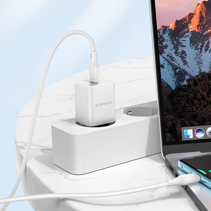Adaptér Borofone BN13 s funkcí rychlonabíjení 30W bílý - náhled 3