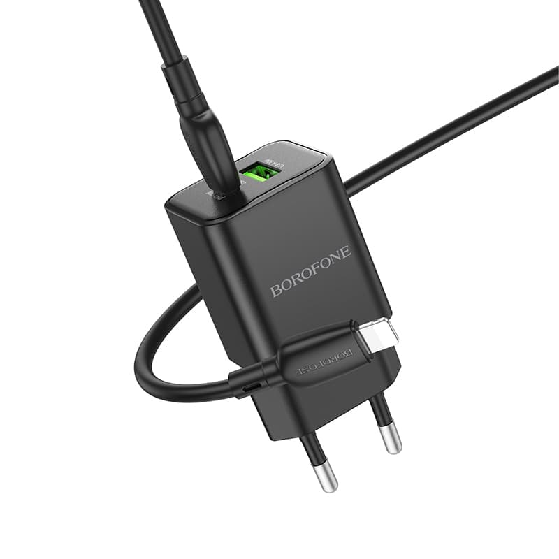 Rychlonabíječka Borofone BN14 vč. datového kabelu Lightning Dual 30W černá - náhled 3