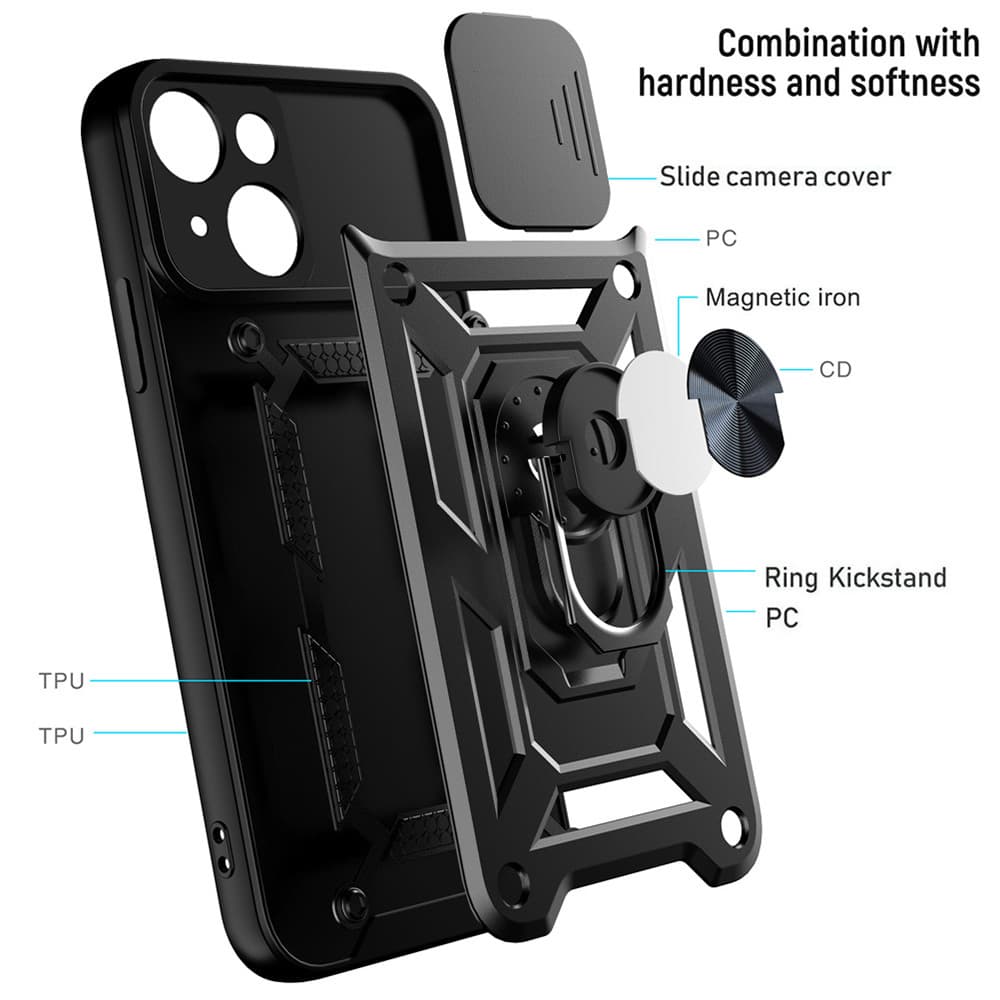 Slide Camera Armor Case pro Motorola Edge 40 Pro 5G Black - náhled 3