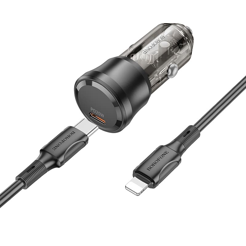 Rychlonabíječka do auta Borofone BZ24 vč. datového kabelu Lightning 20W černá - náhled 3