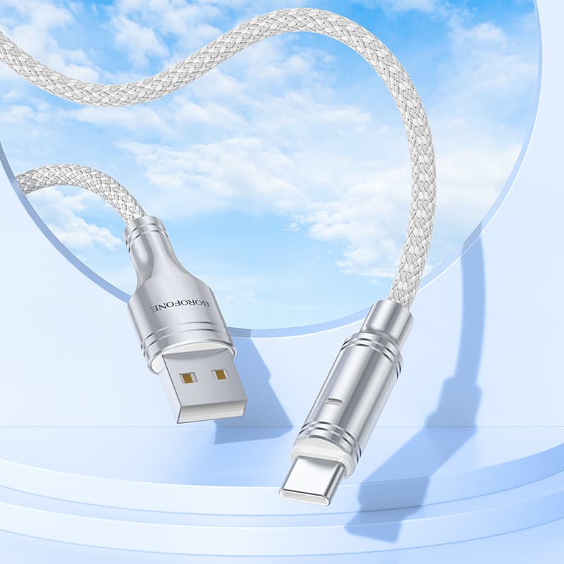 Kabel Borofone BU40 Advantage - USB na typ C - 3A 1,2 metru šedý - náhled 3