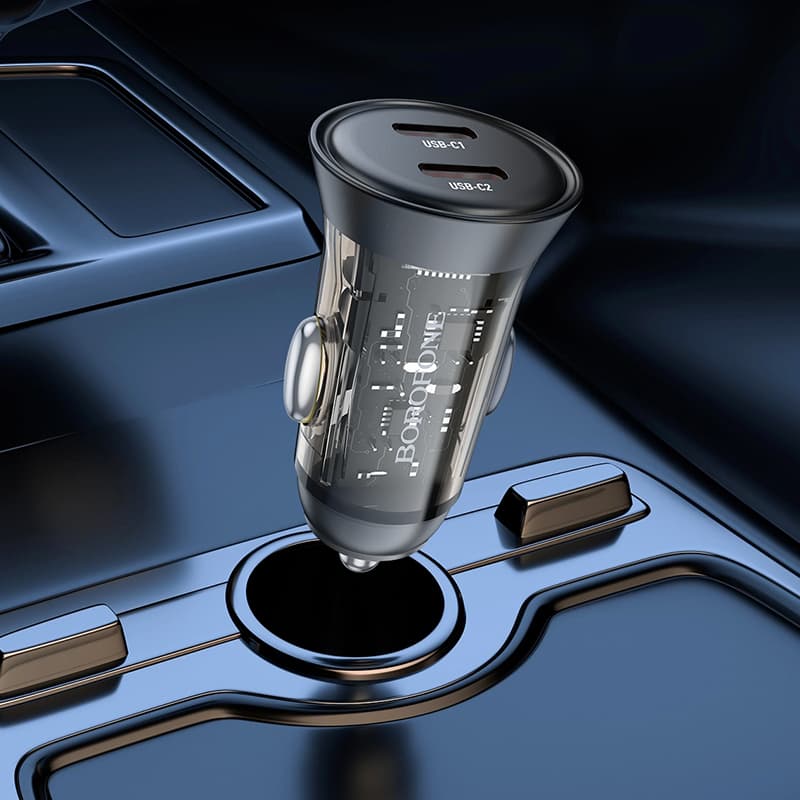 Rychlonabíječka Borofone BZ26B vč. datového kabelu Lightning Dual 45W transparentní-modrá - náhled 3