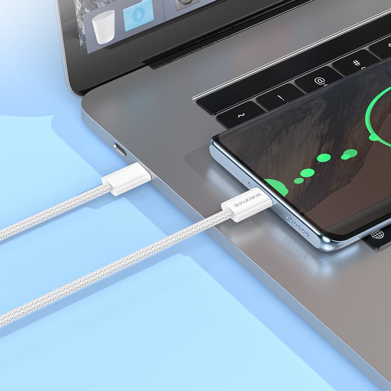 Borofone Cable BX103 Original - Typ C na Typ C - 60W 3A 1 metr bílý - náhled 3