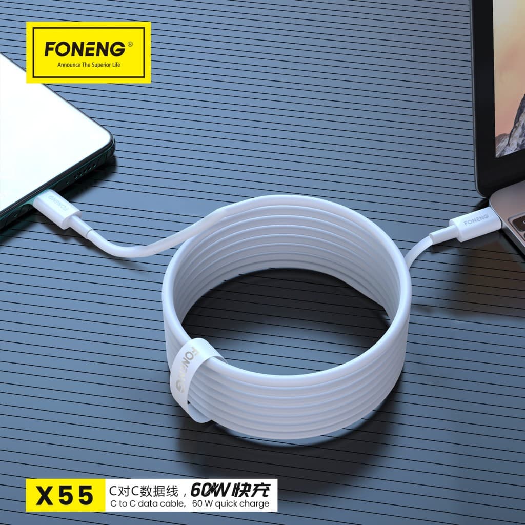 Foneng Kabel X55 - Typ C na typ C - PD 60W 2 metry bílý - náhled 3