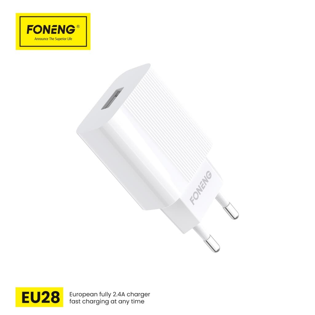 Nabíječka Foneng EU28 - USB - 2.4A s kabelem USB typu C bílá - náhled 3