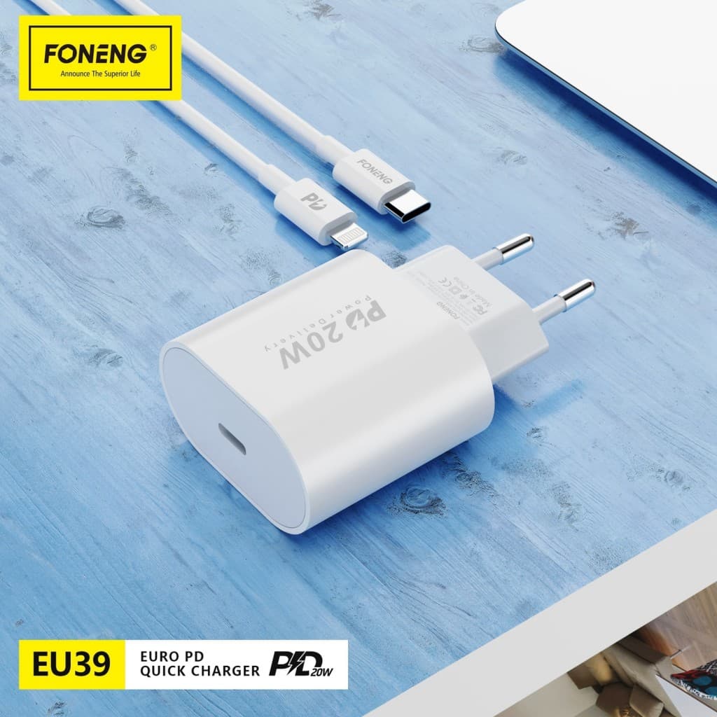 Adaptér Foneng EU39 - Typ C - 20W 3A bílý - náhled 3