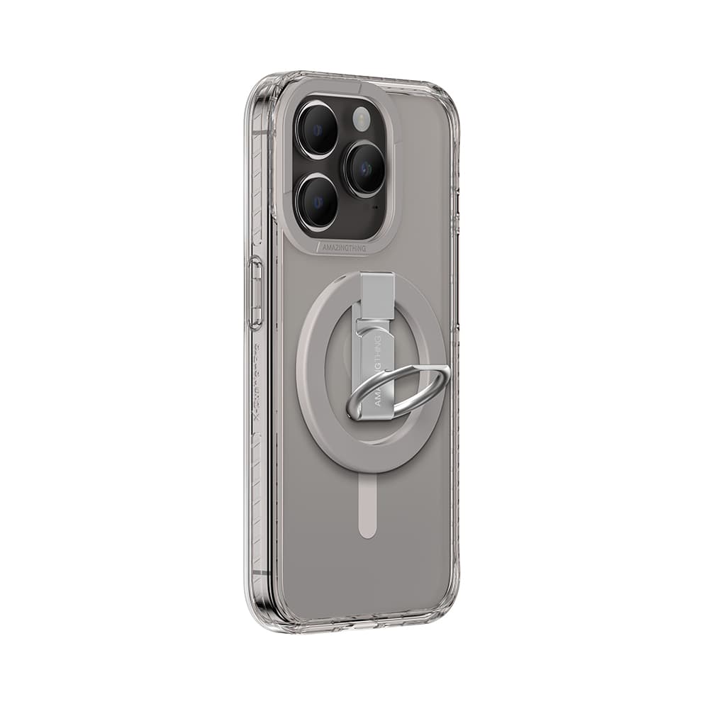 Zadní kryt Amazing Thing Titan Pro Mag Ring Grip Case 10FT IP156.1PTRGY pro iPhone 15 Pro titanium - náhled 3