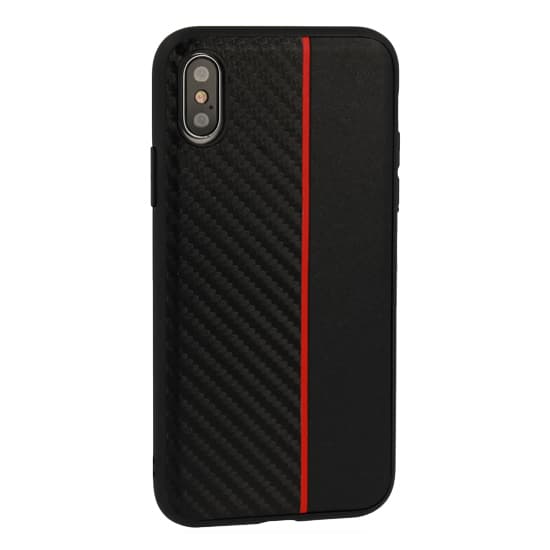 Pouzdro MOTO CARBON pro Samsung Galaxy A6 Plus 2018 černé s červeným pruhem - náhled 3