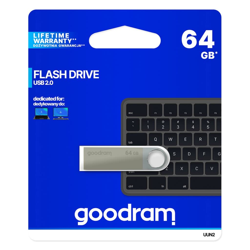 Flash disk GOODRAM UUN2 64GB USB 2.0 stříbrný - náhled 3
