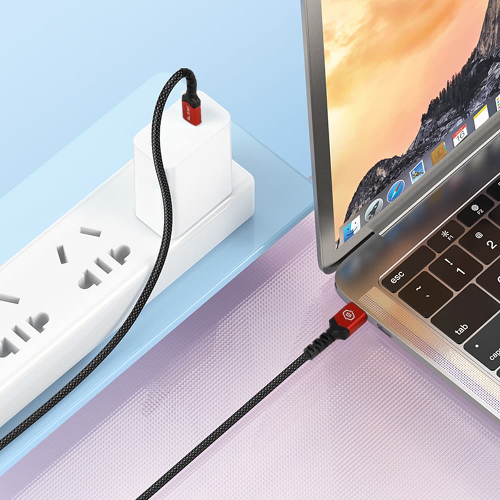 Datový kabel Blavec Raptor Braided - typ C na typ C - PD 100W 5A 2m  (CRA-CC5BR20) černo-červený - náhled 3