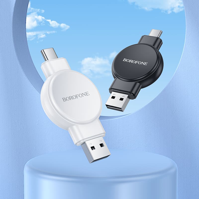 Bezdrátová nabíječka Borofone BQ31 Portable 2,5W pro iWatch 1-9, SE-SE2, Samsung Ultra-Ultra2 bílá - náhled 3