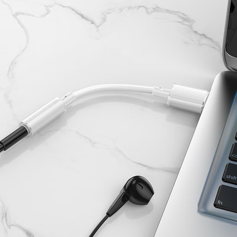 Adaptér Borofone BV22 Lemon - USB-A - jack 3,5 mm bílý - náhled 3