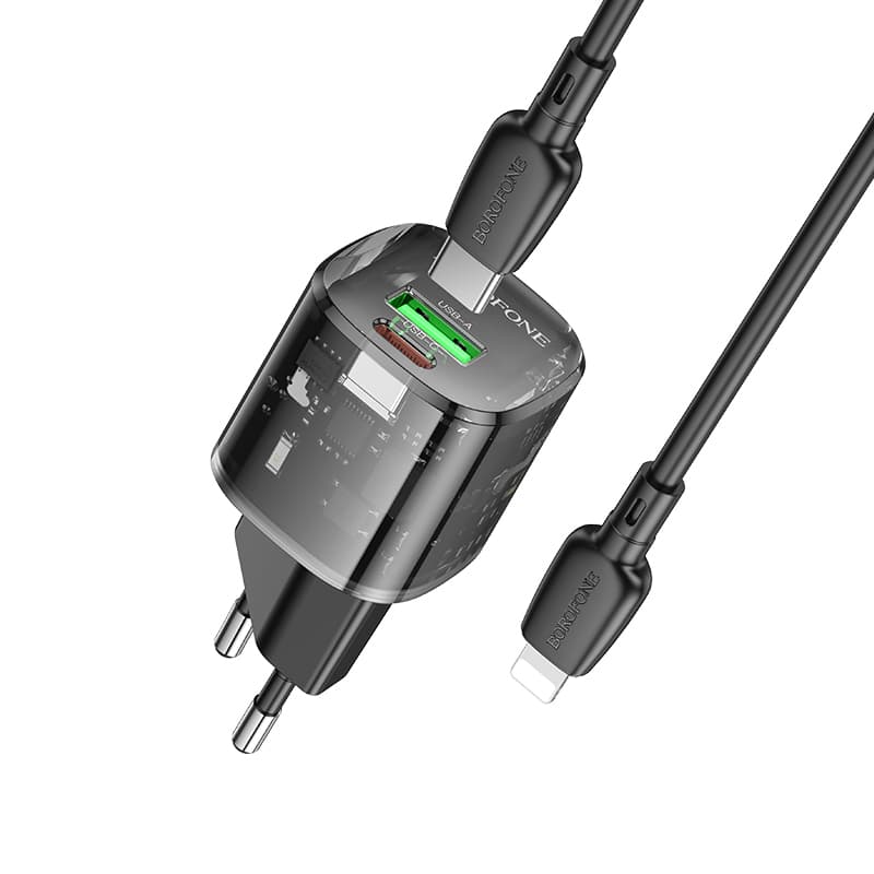 Rychlonabíječka Borofone BN17 Sunlight + datový kabel Lightning Dual 20W černá - náhled 3
