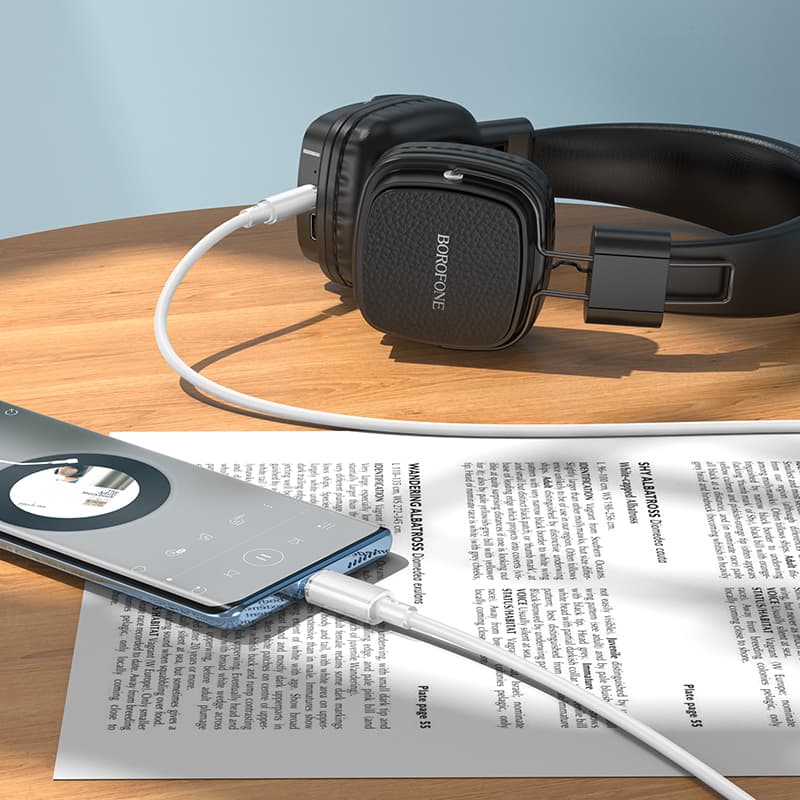 Kabel Borofone BL21 Lemon USB-C - jack 3,5 mm 1m bílý - náhled 3