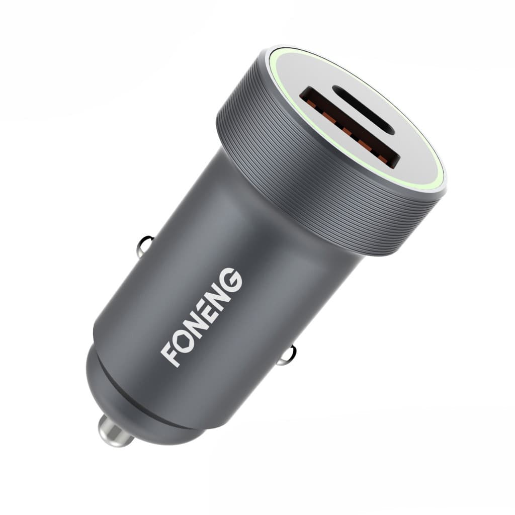 Adaptér do auta Foneng C16 s funkcí rychlonabíjení Dual 30W 3A stříbrný - náhled 3