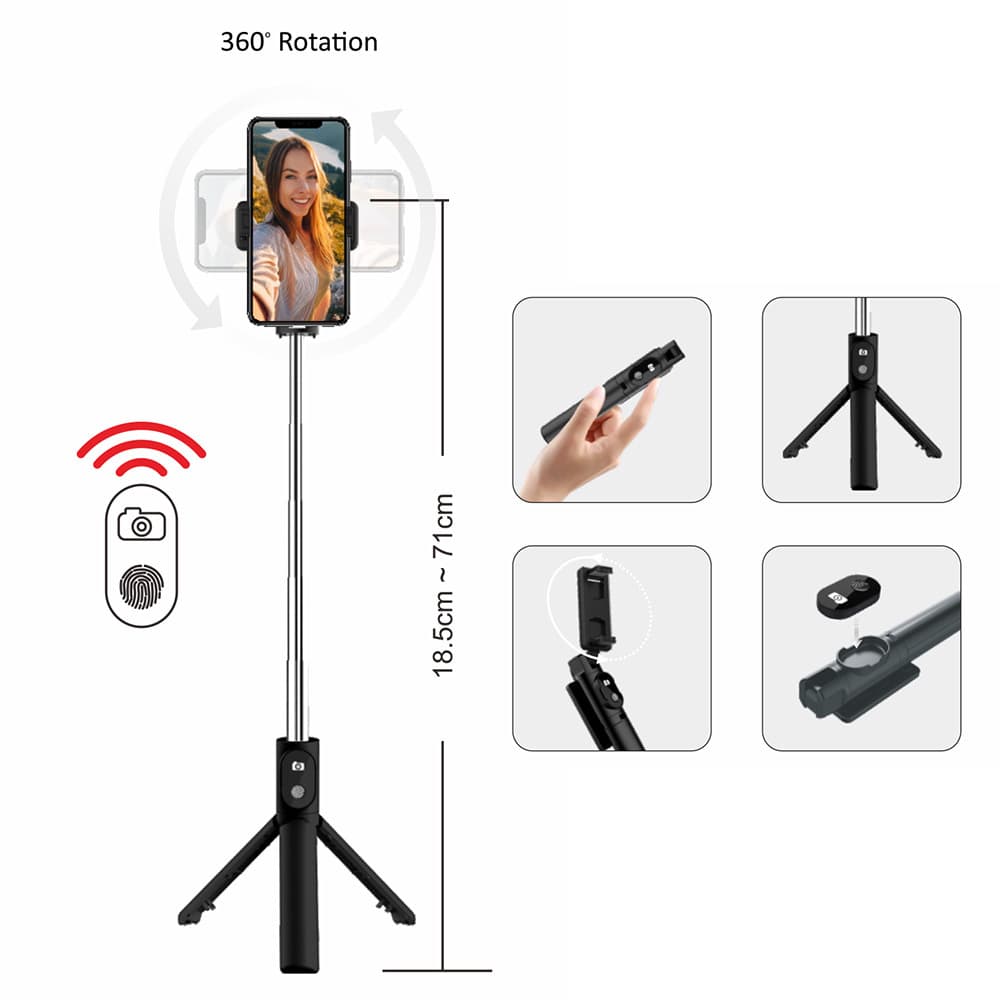 Selfie tripod tyč Blavec Coco P02 Bluetooth 0,7 m (SSCP02-TRB07) černá - náhled 3