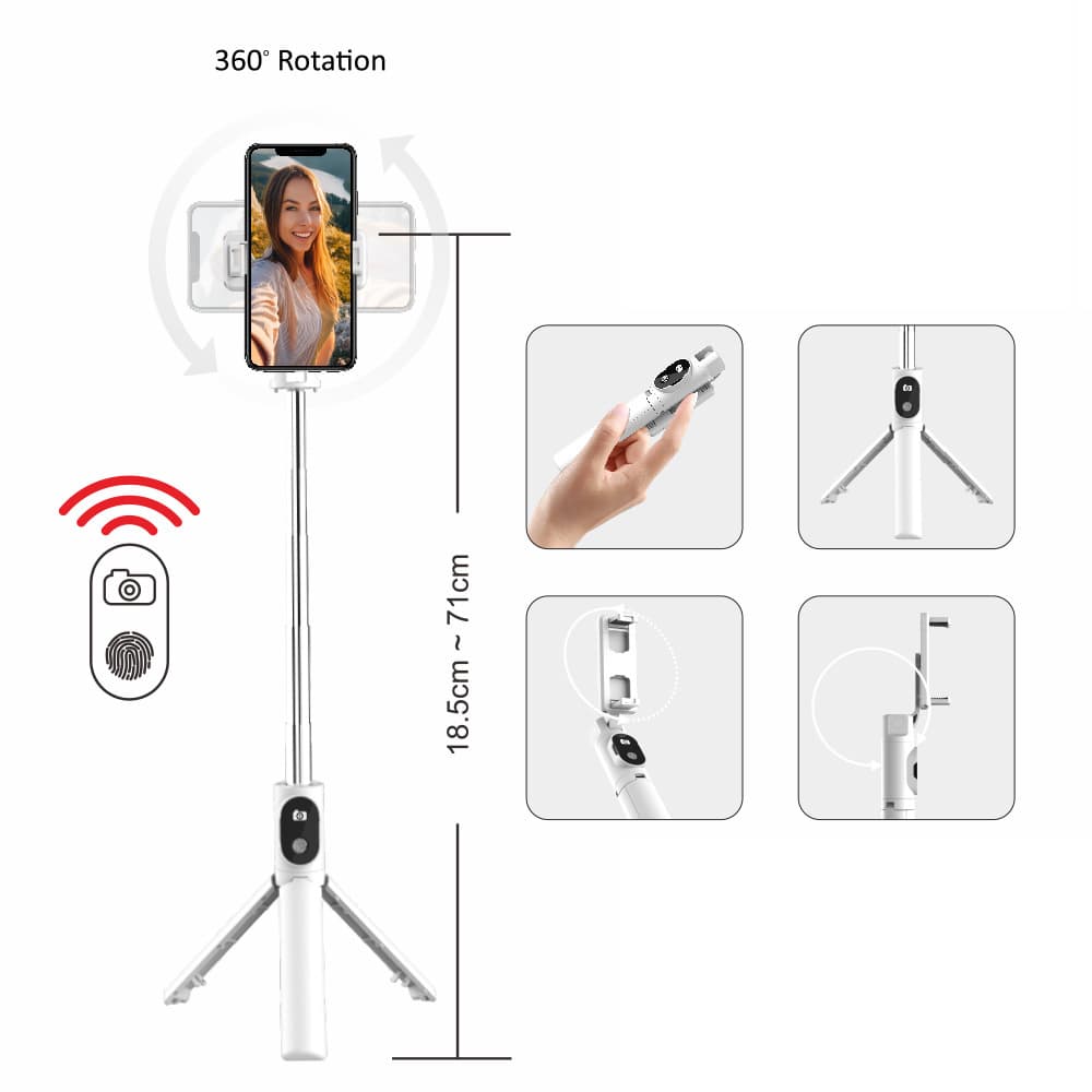 Selfie tripod tyč Blavec Coco P02 Bluetooth 0,7 m (SSCP02-TRW07) bílá - náhled 3