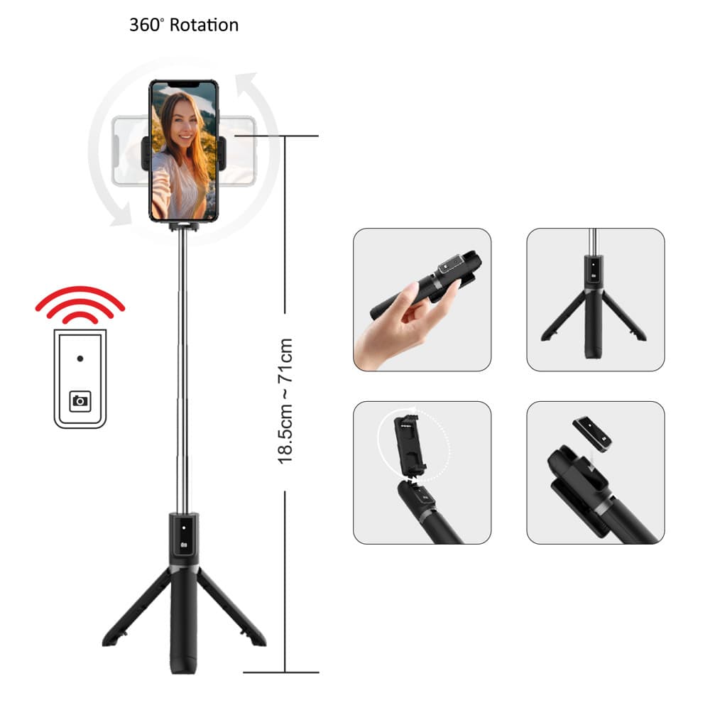 Selfie tripod tyč Blavec Coco P04 Bluetooth 0,7 m (SSCP04-TRB07) černá - náhled 3