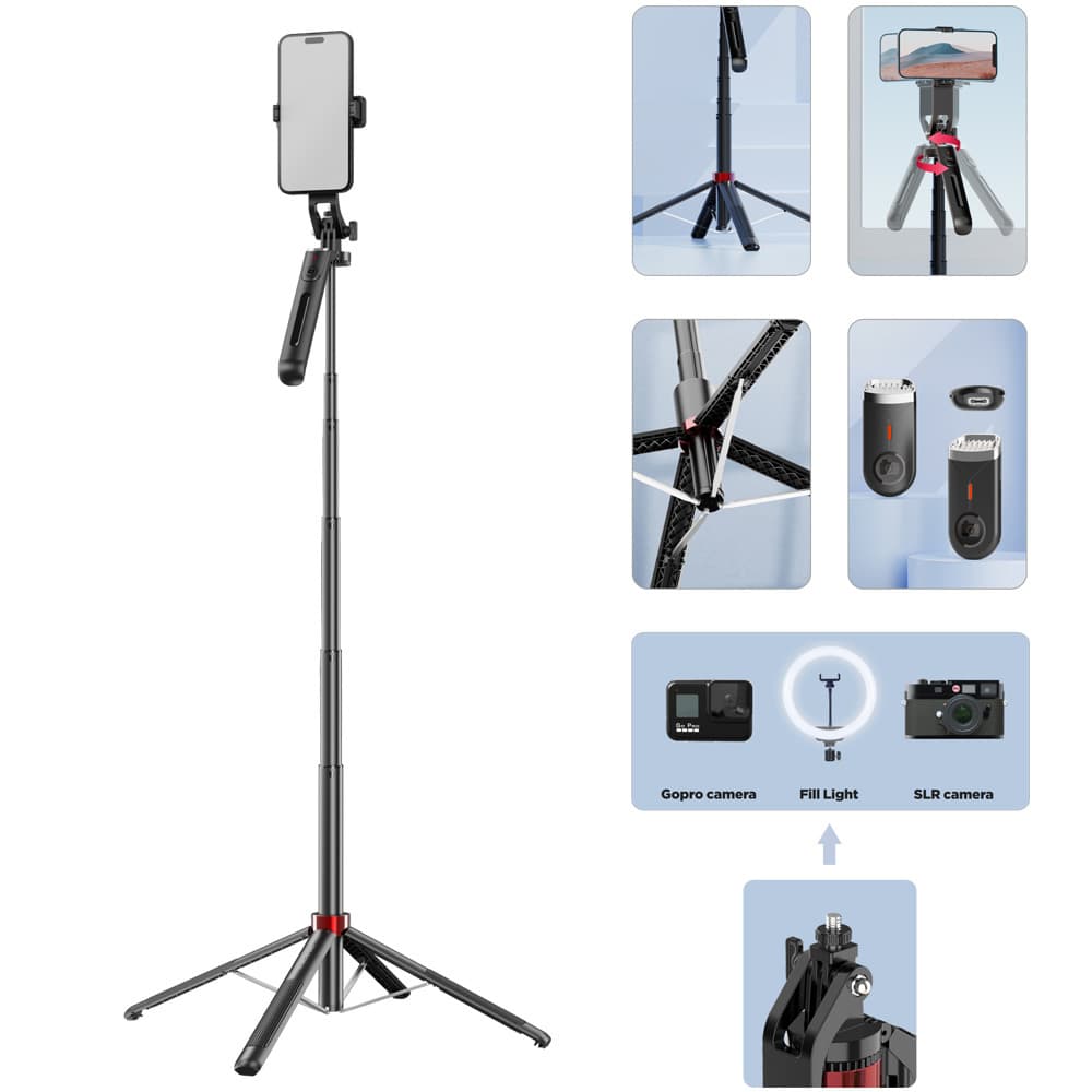Selfie tripod tyč Blavec Aluminium Fusion P09 1,8 m (SSFP09-TRB18) černá - náhled 3