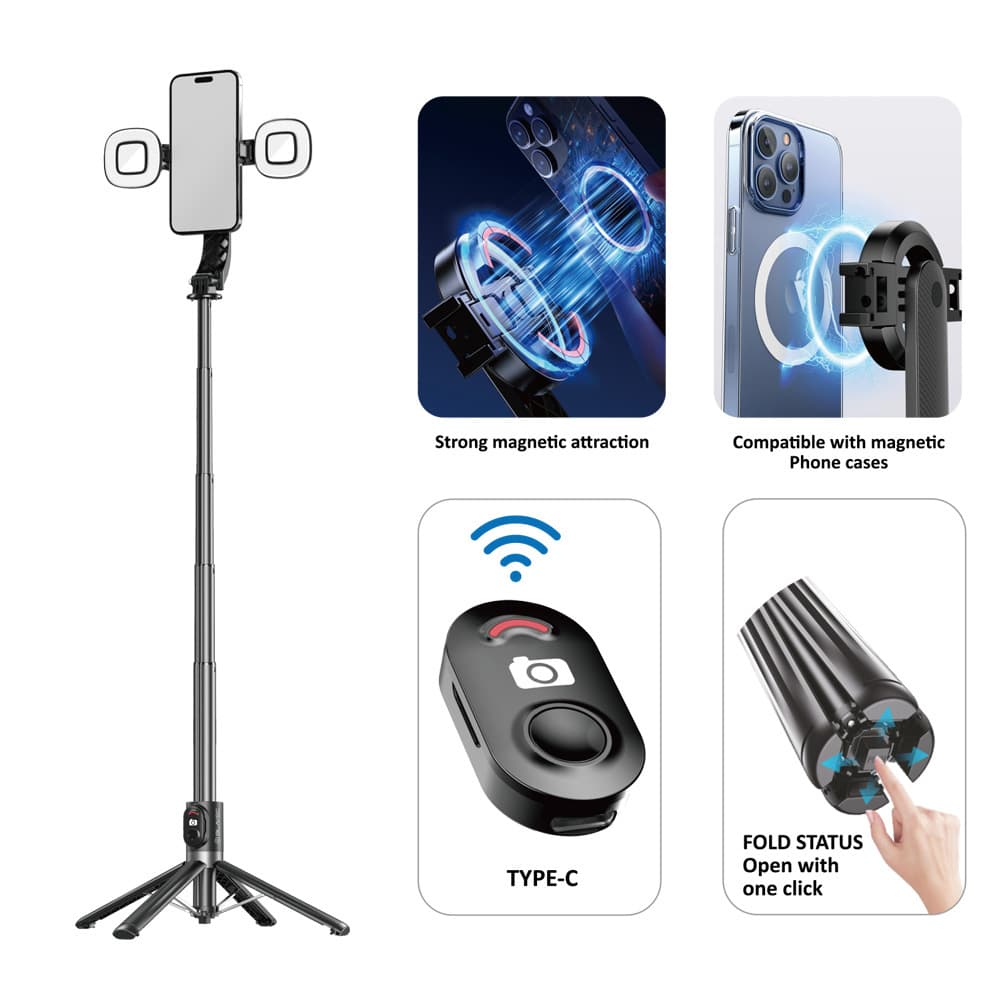Selfie tripod tyč Blavec Aluminium Fusion P07 Magsafe 1,4m (SSFP07-MTR2LB14) černá - náhled 3