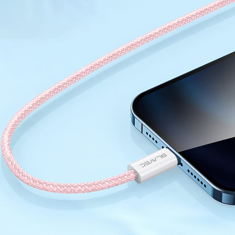 Datový kabel Blavec Candy Braided USB-A - USB-C PD 60W 3A 3m (CCA-UC3P30) růžový - náhled 3