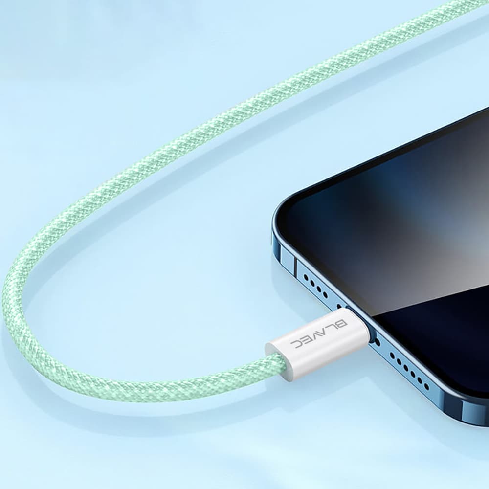 Datový kabel Blavec Candy Braided USB-A - Lightning 2,4A 3m (CCA-UL24GN30) zelený - náhled 3