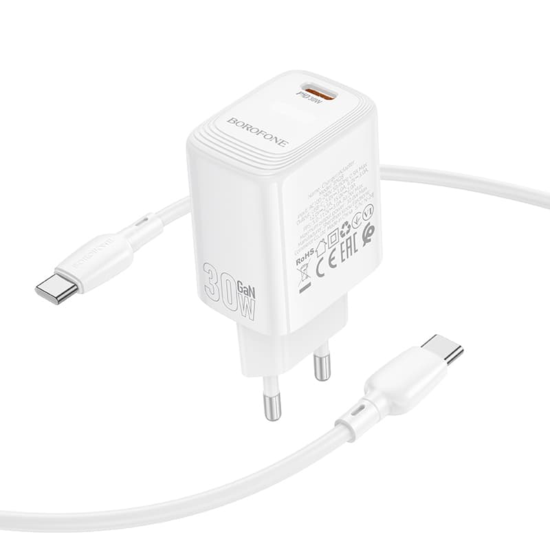 Rychlonabíječka Borofone BN28 Fuente s datovým kabelem USB-C 30W bílá - náhled 3