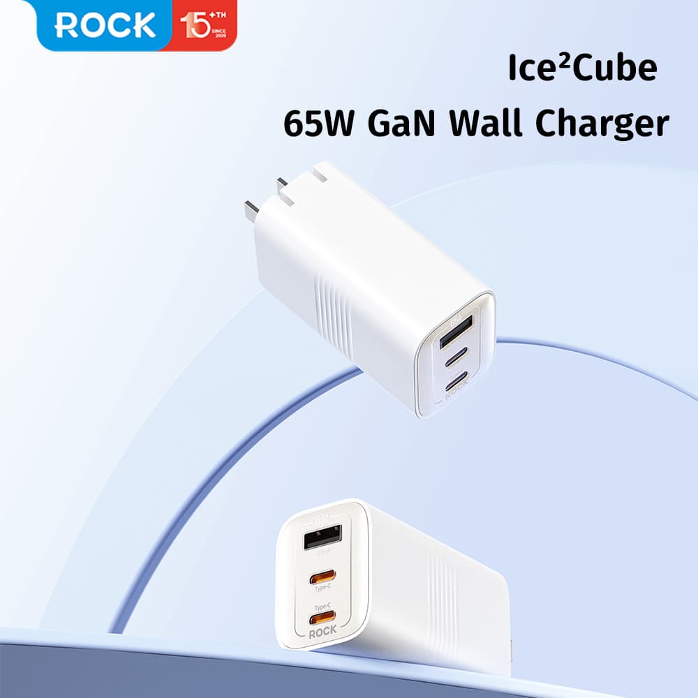 Adaptér Rock Ice2Cube GaN s funkcí rychlonabíjení PD 65W 3A bílý - náhled 3