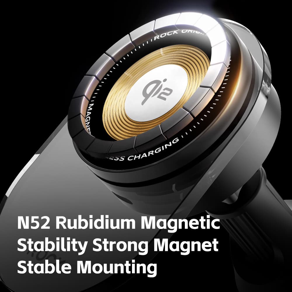 Magnetický držák do auta Rock W36 Qi2 s bezdrátovým nabíjením 15W černý - náhled 3