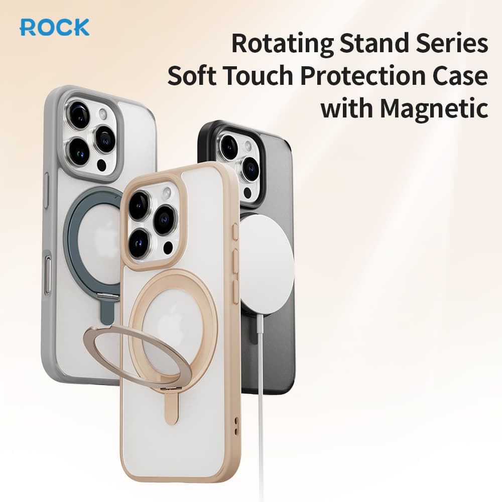 Zadní kryt Rock Rotating Stand Soft Touch Series Magnetic pro iPhone 16 Pro Max zlatý - náhled 3