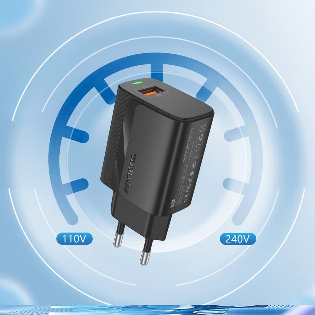 Rychlonabíječka Foneng EU64 s datovým kabelem USB-C 18W černá - náhled 3