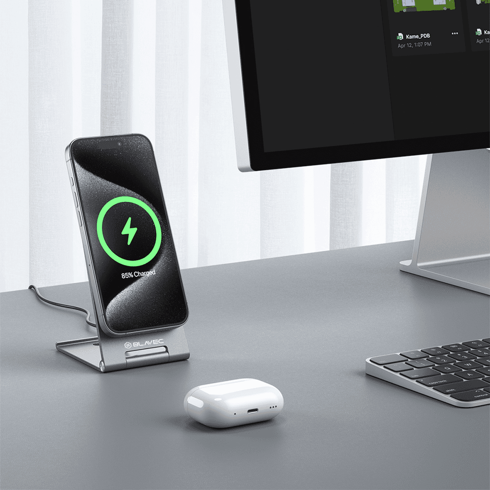 Bezdrátová rychlonabíječka Blavec BQI-01 Qi2 15W Magsafe + datový kabel USB-C (BQI01-QI2MS) stříbrná - náhled 3