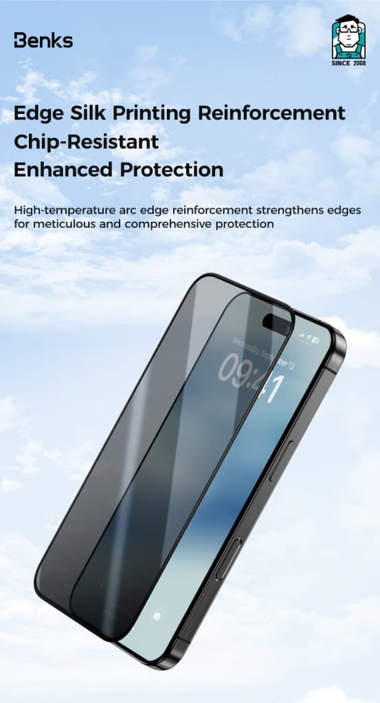 Benks tvrzené sklo Ultra Shield Privacy (FK66) pro iPhone 16 Pro Max černé - náhled 3