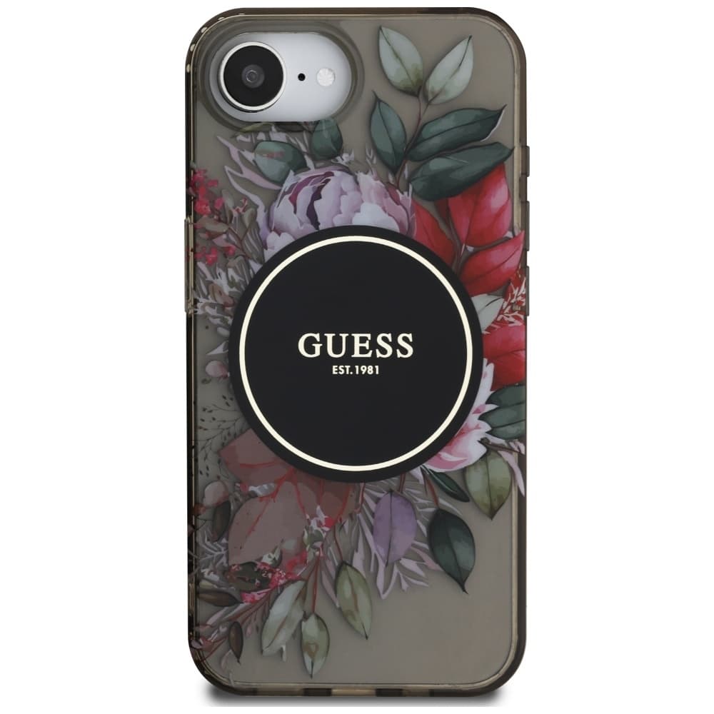 Zadní kryt GUESS IML Flowers MagSafe pro iPhone 16e black - náhled 3