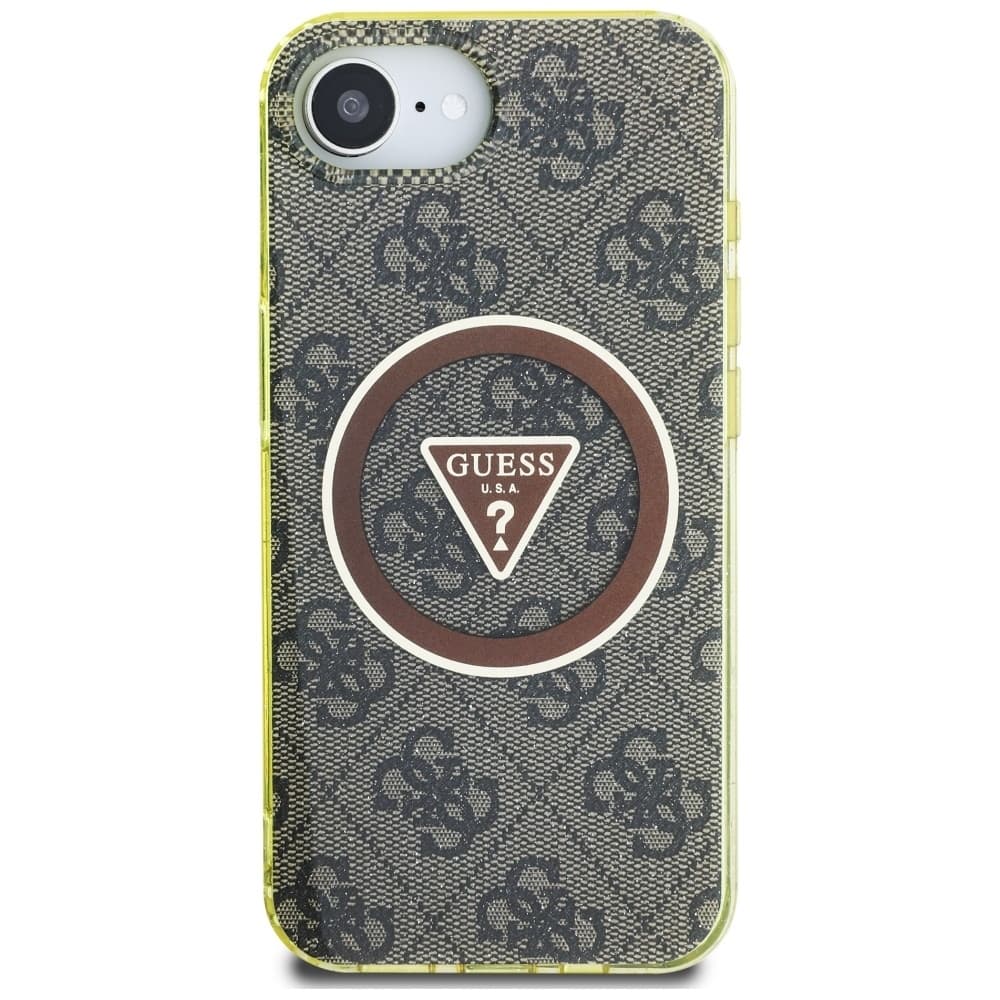 Zadní kryt GUESS IML Metal Glitter 4G Circle Triangle MagSafe pro iPhone 16e brown - náhled 3