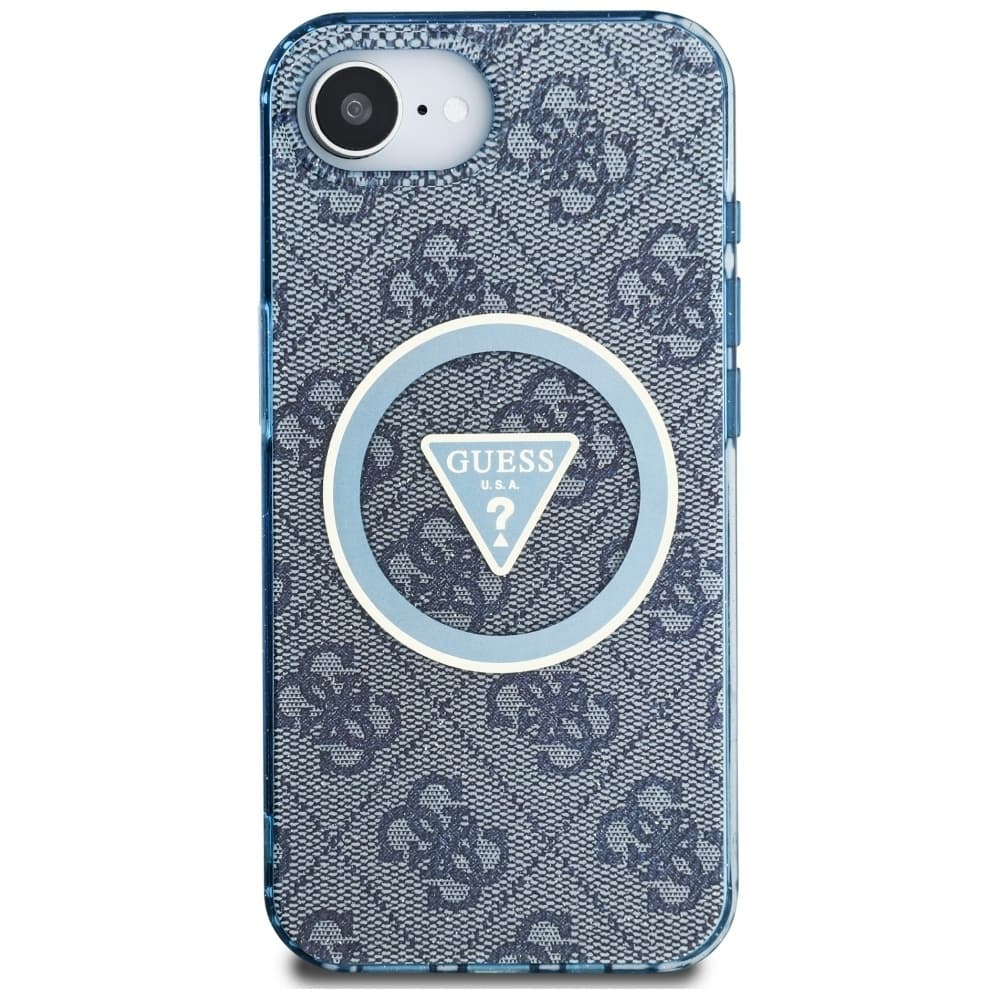 Zadní kryt GUESS IML Metal Glitter 4G Circle Triangle MagSafe pro iPhone 16e blue - náhled 3