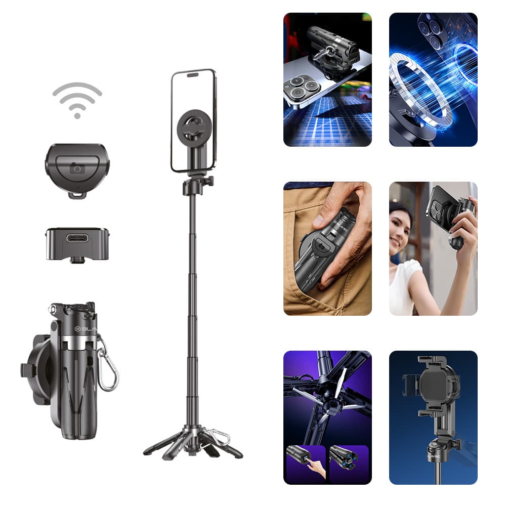 Selfie tyč tripod Blavec P05 Aluminium Coco Mini Magsafe 0,41m (SSCMP05-MTRHB041) černá - náhled 2