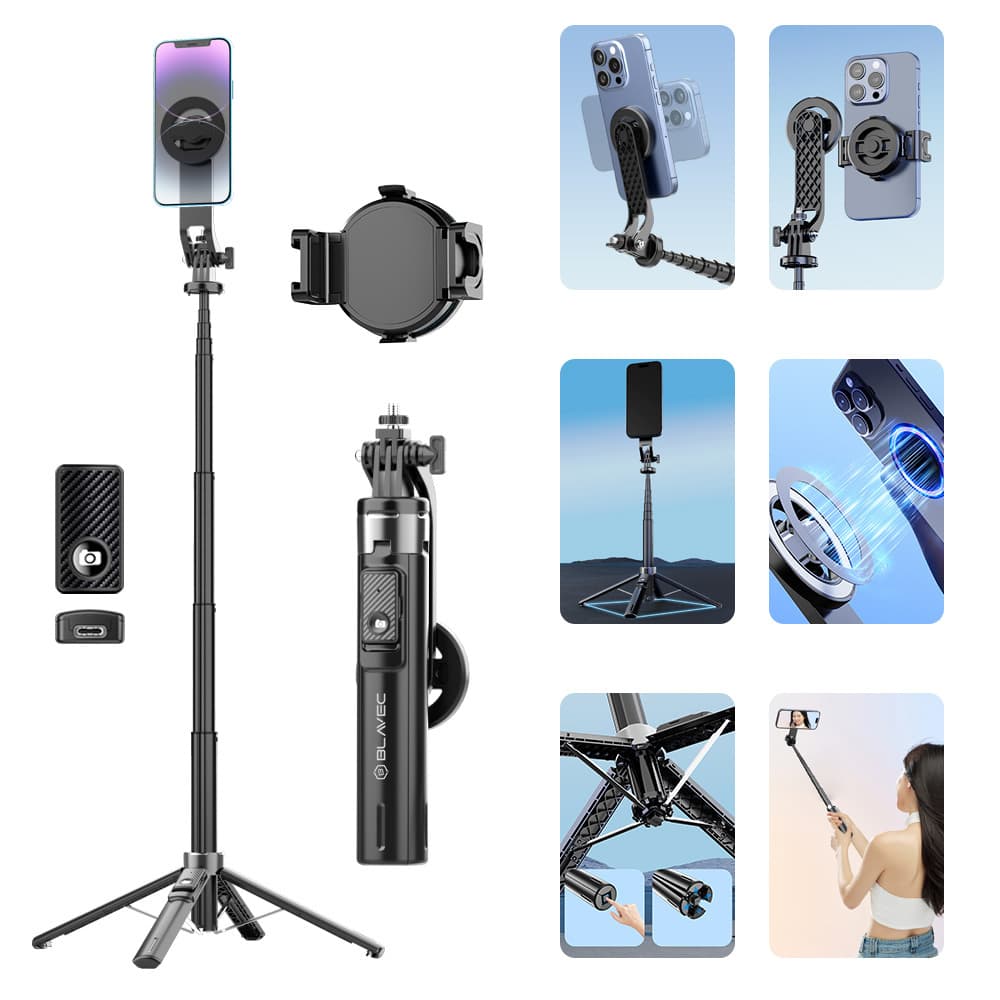 Selfie tyč tripod Blavec P06 Aluminium Fusion Magsafe 1,34 m (SSFP06-MTRHB134) černá - náhled 3
